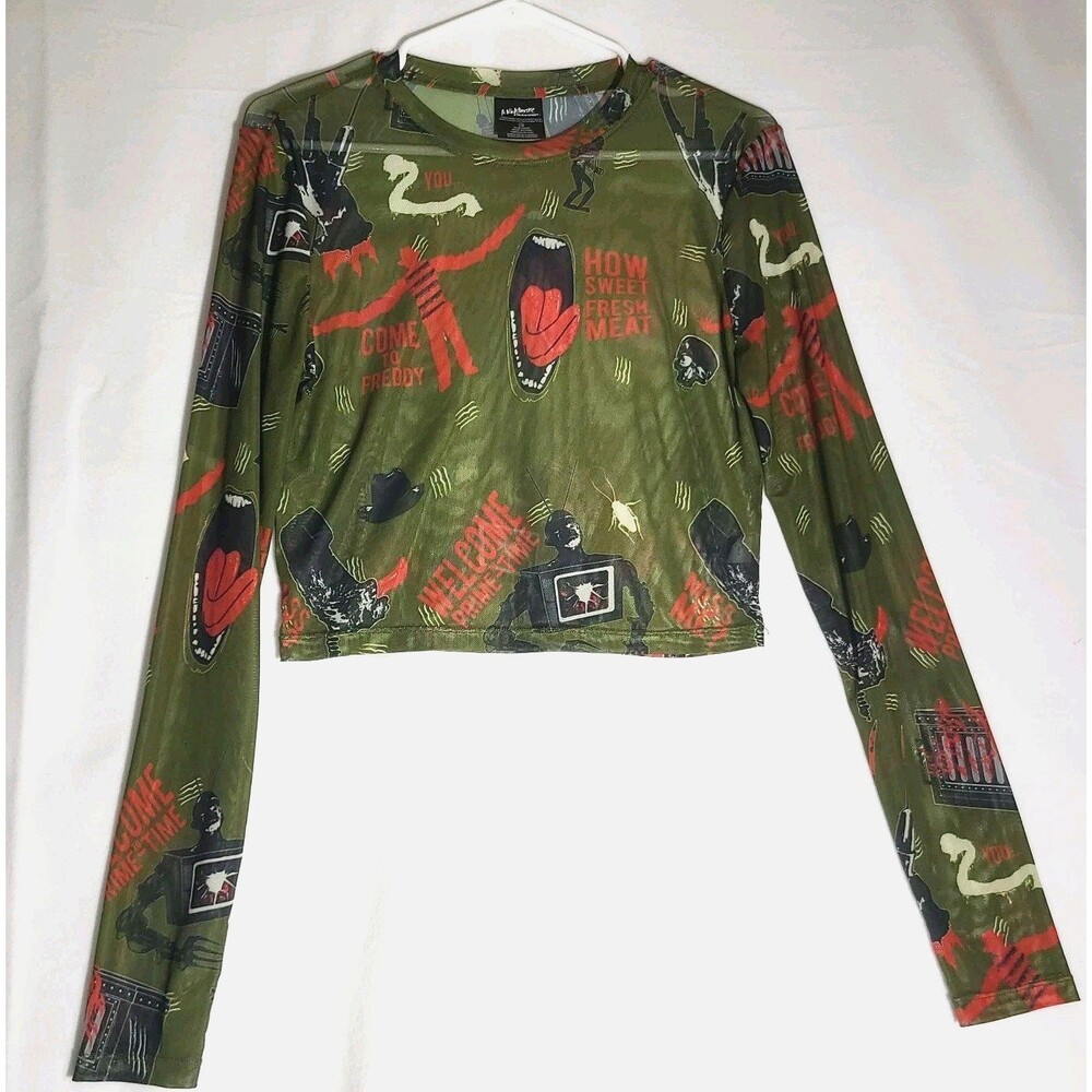 Nightmare on Elm Street Size Large Spirit Freddy Horror 80s See Thru Crop